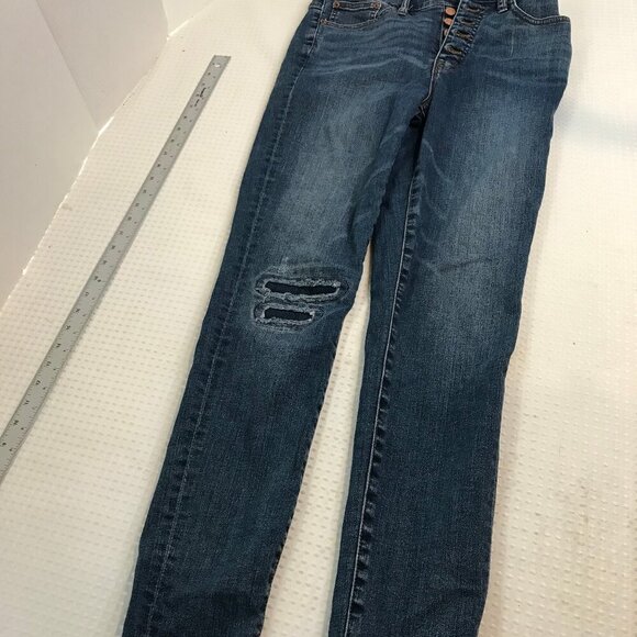 J. CREW WOMENS DISTRESSED BUTTON FLY HIGH RISEJEANS SIZE 29T - Picture 1 of 10